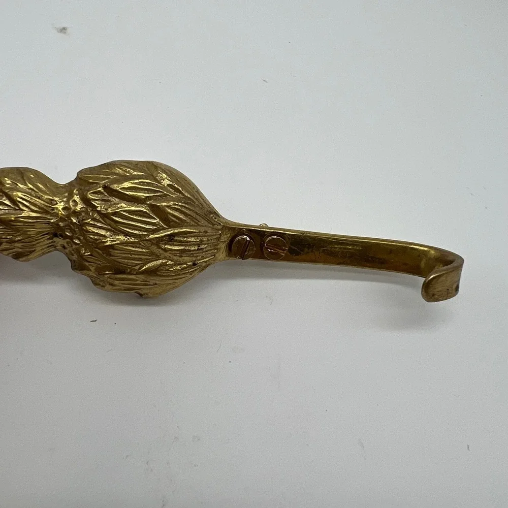 Pineapple Wall Hook Brass Patina‎ Crosshatch Decorative Vintage 90s Hospitality